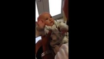 Baby freaks out over fart sound