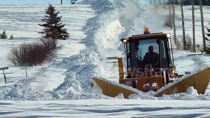 Snow plows hard at work on Prince Edward Island, Canada