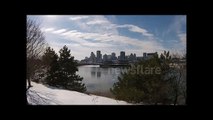 Stunning view of Montreal, Quebec from DJI Phantom 2 rising above the Old Port