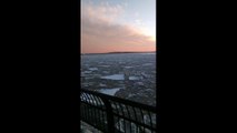 Ice on the Hudson river, New York
