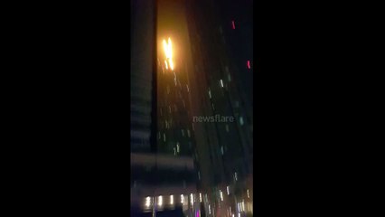 Dubai marina building on fire