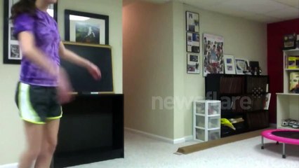 12 year-old faceplants doing high kicks, mum excited to find out its on tape