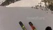 Skier triggers avalanche and rides It out