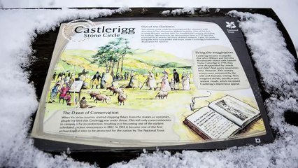 Drone footage of snowy Castlerigg stone circle