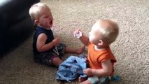 Twin Babies Fight Over A Pacifier-SO FUNNY!!