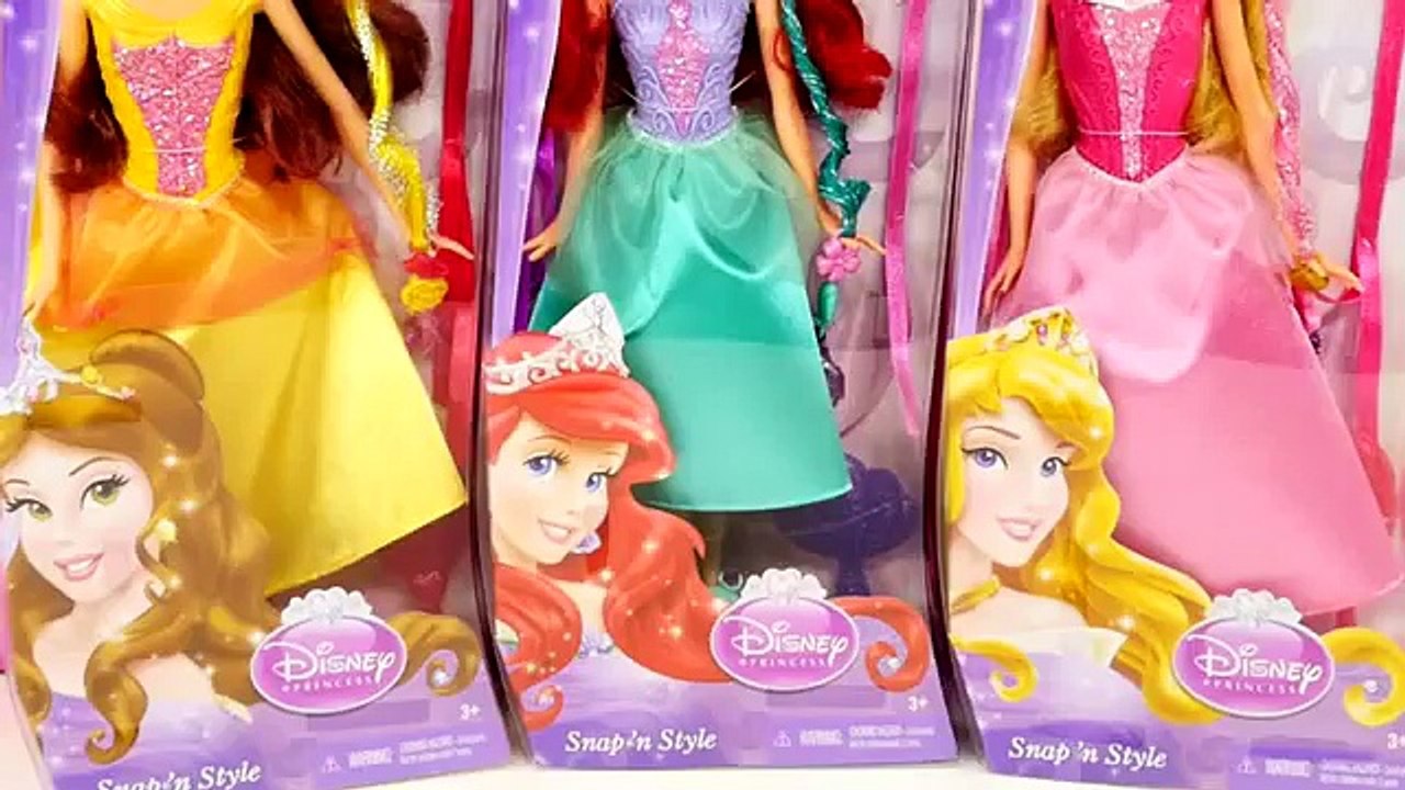 3 Disney Princess Snap  n Style Barbie Dolls Ariel Belle Sleeping Beauty Hair Clip Tiara by DCTC