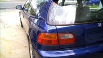 1992 Harvard Blue Honda Civic (EG) Hatchback lowered on Koni Blue/Tein spring combo with HX Rims