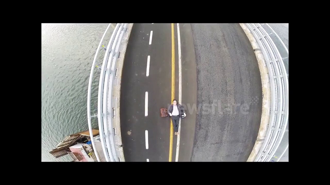 Extreme drone selfie - Ice bridge