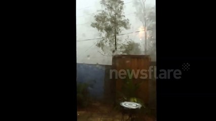 Brisbane storm power line explosion 27/11/2014