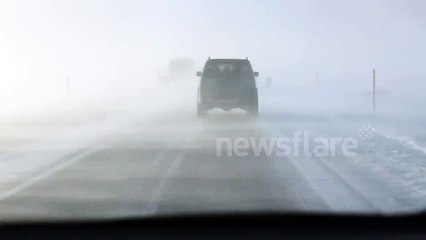 Extreme winds blow truck off road in Iceland