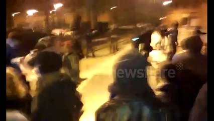 Violent clashes between police and protesters in Burgos, Spain