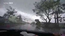 Dashcam footage shows tremendous destructive power of Typhoon Soudelor