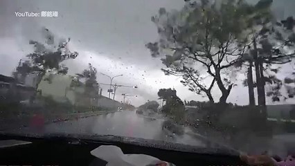 Dashcam footage shows tremendous destructive power of Typhoon Soudelor