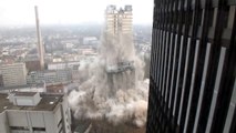 Sprengung AfE Turm in Frankfurt - gesehen vom Marriott Hotel