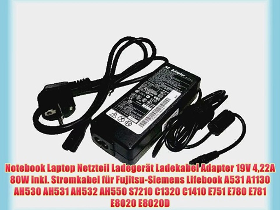Notebook Laptop Netzteil Ladeger?t Ladekabel Adapter 19V 422A 80W inkl. Stromkabel f?r Fujitsu-Siemens