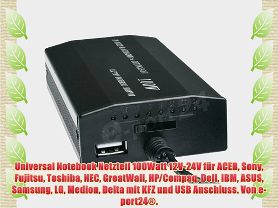 Universal Notebook Netzteil 100Watt 12V-24V f?r ACER Sony Fujitsu Toshiba NEC GreatWall HP/Compaq