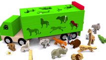 Trucks for children. Learn wild animals in English! Cartoons for babies 1 year.mp4