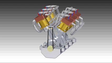Solid Edge: V6-Motor Animáció