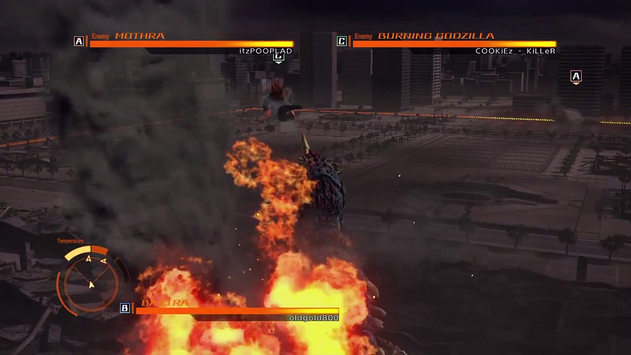 GODZILLA Ps4: Online battle Battra (Larva) vs Mothra (Larva) vs Burning Godzilla