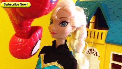 SUPER Funny FROZEN ELSA Has Hiccups with Spiderman Toys