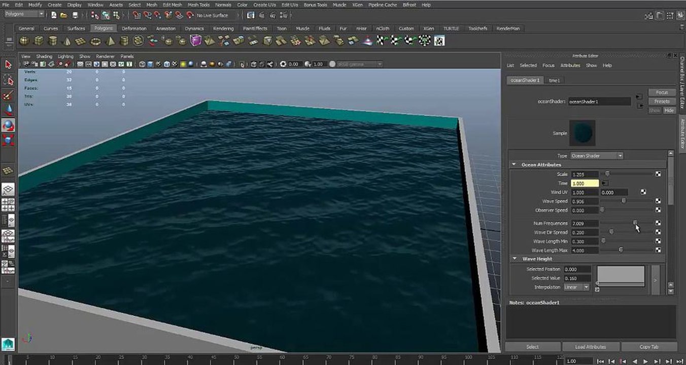 CGI 3D Tutorial HD: Maya Tutorial using the Ocean Shader