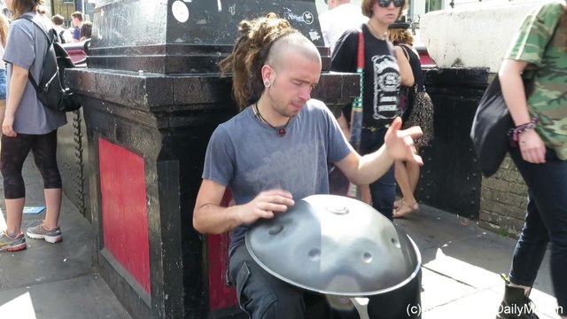 London Street Music. Performer Playing the Hang Steelpan in Camden Town