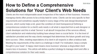 How to Define a Comprehensive Solutions for Your Client's Web Needs