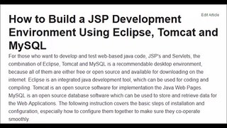 How to Build a JSP Development Environment Using Eclipse, Tomcat and MySQL