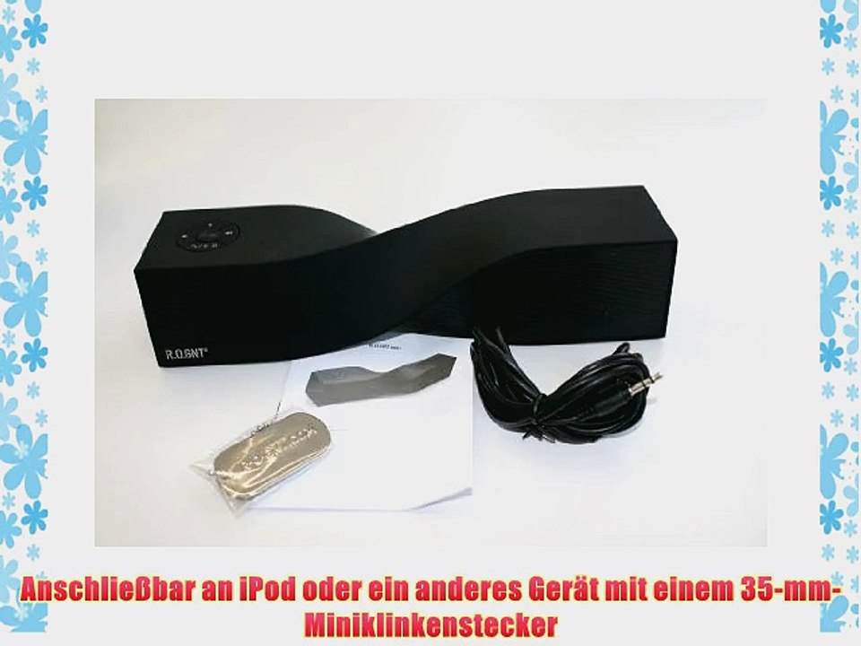R.O.GNT 0601-89 tragbarer Bluetooth MP3 Lautsprecher (1200mAh USB AUX-IN35 mm Klinkenanschluss