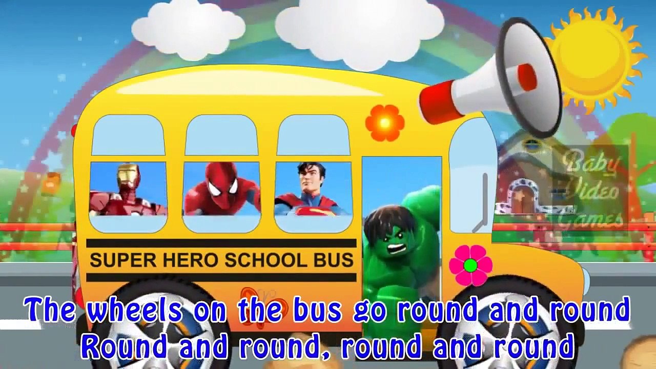 Wheels on the Bus Super Hero Spiderman Preschool Song & Nursery Rhymes