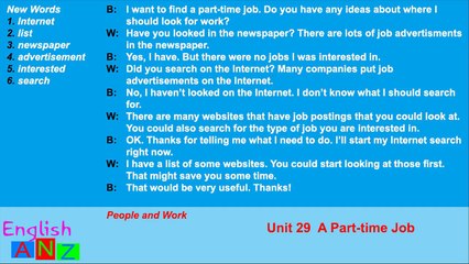 Unit 29 A Part Time Job - Listening Practice Through Dictation 1