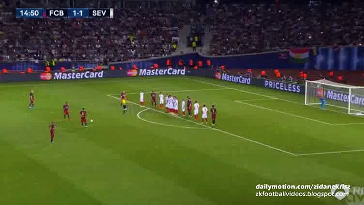 2-1 Lionel Messi Incredible Fantastic Second Free-Kick Goal _ Barcelona v. Sevilla - UEFA Super Cup 11.08.2015 HD