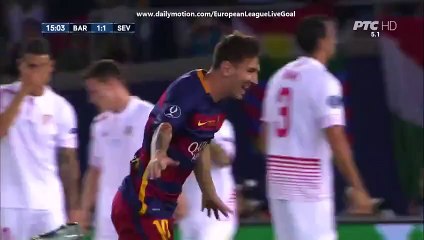 Lionel Messi second Amazing Free Kick Goal - Barcelona 2 - 1 Sevilla 11/08/2015 - UEFA Super Cup