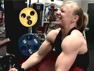 Female Bodybuilder Wendy Lindquist in the gym