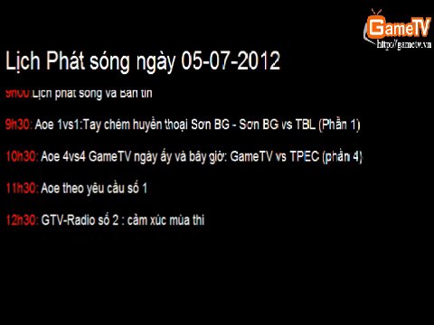 [GameTV.vn] Lịch phát sóng vs Bản tin (050712)