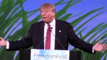 Donald Trump handles questions at FreedomFest July 11,'15 Las Vegas