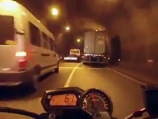 Bike Stunt man driving crazily, from heavy traffic