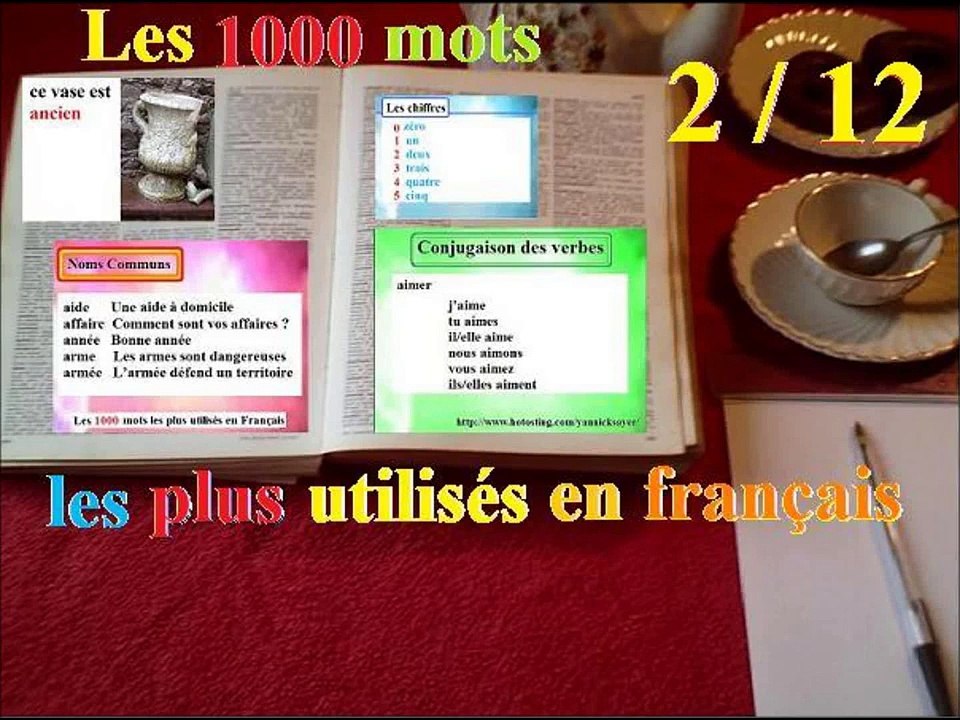 1000 mots indispensables en français,  cours 2/12