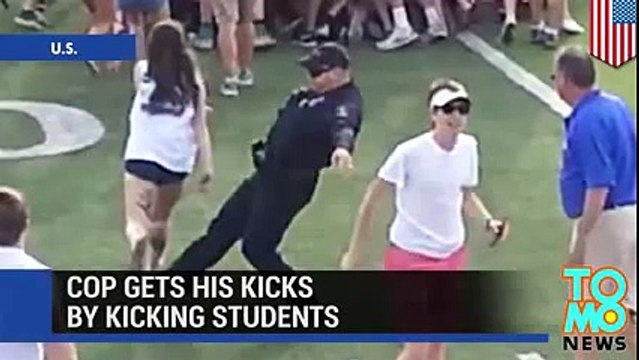 police brutality caught on camera Bully cop trips and pushes students after girls soccer match