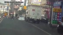 Dashboard camera catches Chinese man intentionally jumping in front of car