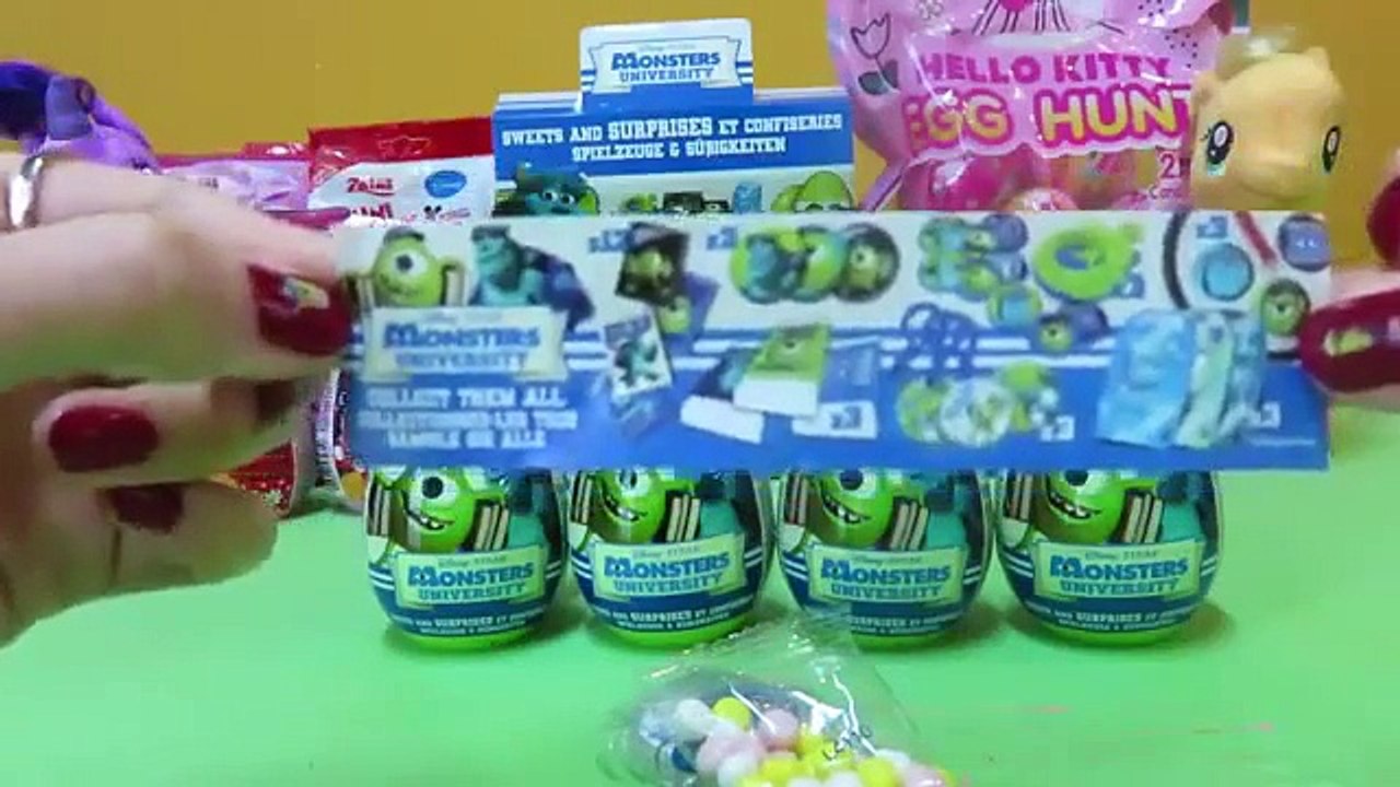 5 Kinder Joy Surprise Eggs Ferrero Monsters University Toy unboxing unwrapping opening