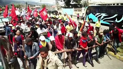 Así marcharon centenares de indígenas en contra del gobierno de Correa en Quito