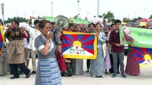Over 400 Buddhists protest against the Dalai Lama during his visit to Livorno, Italy