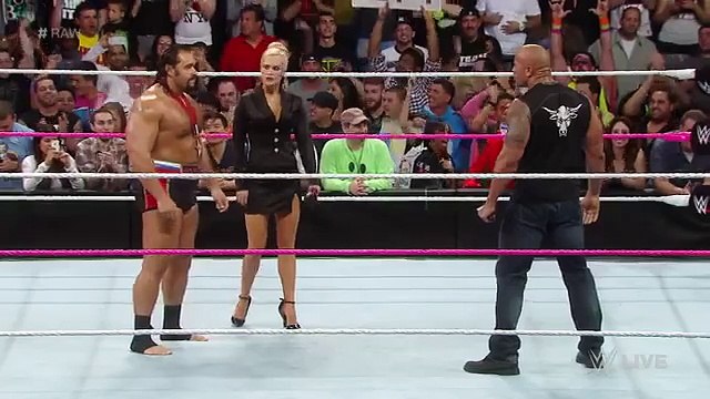 The Rock vs confronts Rusev Raw
