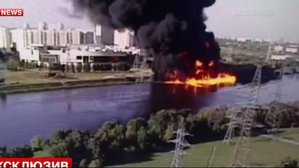 Moscow River Catches Fire after Oil Spill
