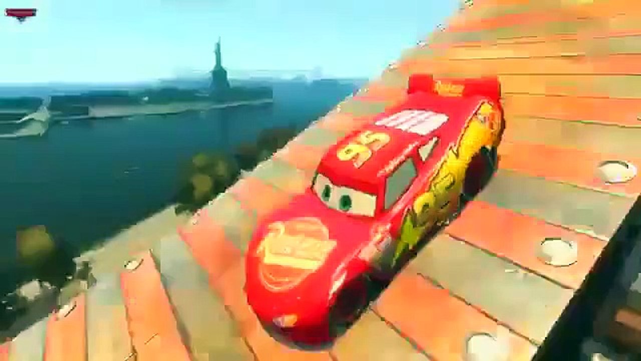 Disney pixar car Lightning McQueen VS Miki Maus motorcycle Jumps Big Ramp Project 1 by onegamesplus