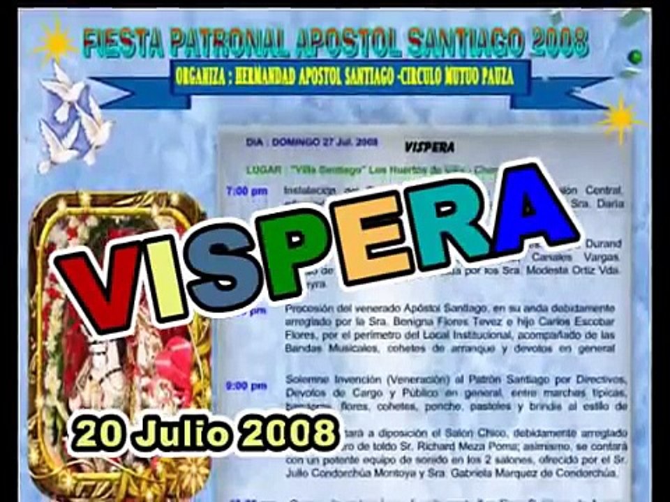 VISPERA FIESTA PATRONAL 2008 "APOSTOL SANTIAGO" CHORRILLOS