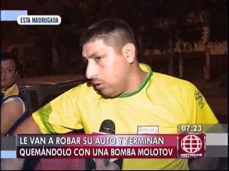 SJM: ladrones asaltan carro y lo queman con bombas molotov