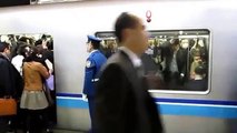 A packed commuter train in Tokyo JAPAN