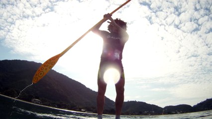 Bike e Sup nos mares e praia de Ubatuba, SP, Brasil